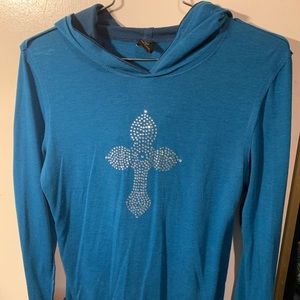 A? Long Sleeve hooded shirt
